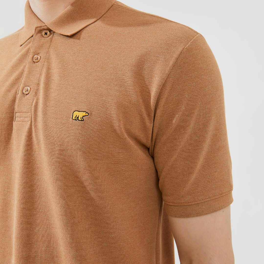Jack Nicklaus Halston Polo Shirt Pria Regular Fit Light Brown - Image 4