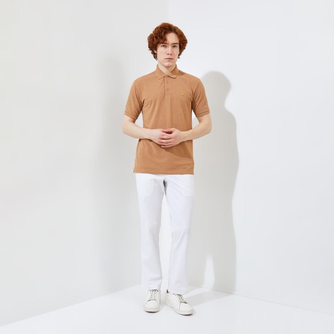 Jack Nicklaus Halston Polo Shirt Pria Regular Fit Light Brown - Image 6