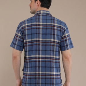 M2menstyle Kemeja Flanel Pria Lengan Pendek Blue