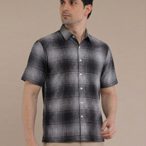 M2menstyle Kemeja Flanel Pria Lengan Pendek Charcoal Grey