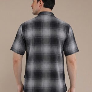 M2menstyle Kemeja Flanel Pria Lengan Pendek Charcoal Grey