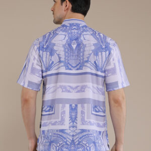 M2menstyle Kemeja Pria Lengan Pendek Motif Butterfly Blue