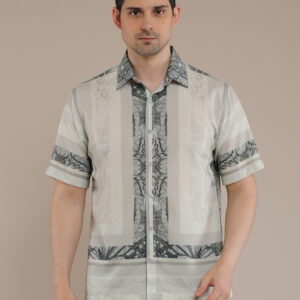 M2menstyle Kemeja Pria Lengan Pendek Motif Butterfly Sage