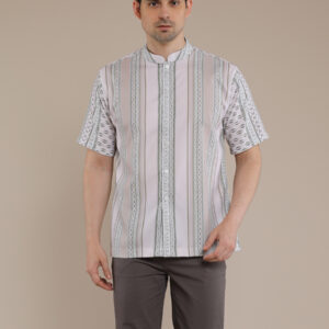 M2menstyle Kemeja Pria Lengan Pendek Motif Suji Green