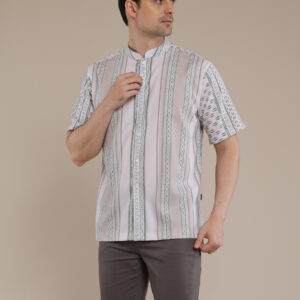 M2menstyle Kemeja Pria Lengan Pendek Motif Suji Green