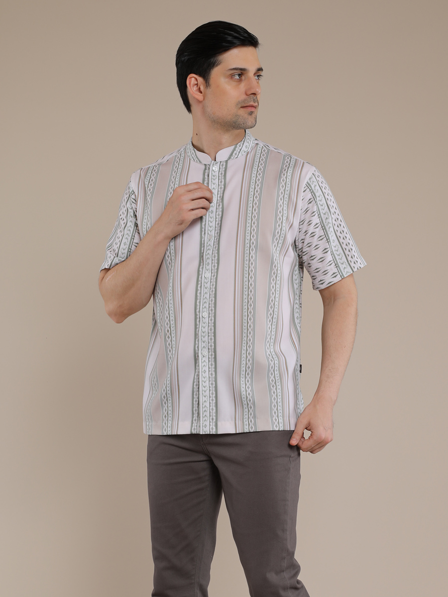 M2menstyle Kemeja Pria Lengan Pendek Motif Suji Green - Image 4