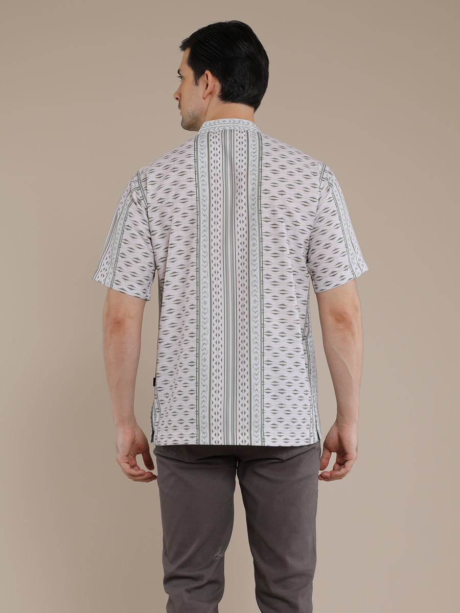 M2menstyle Kemeja Pria Lengan Pendek Motif Suji Green - Image 2