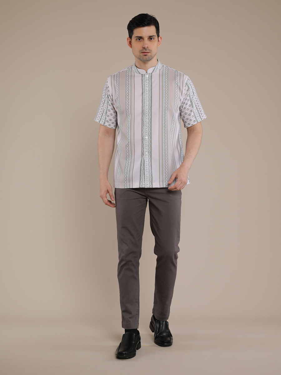 M2menstyle Kemeja Pria Lengan Pendek Motif Suji Green - Image 3