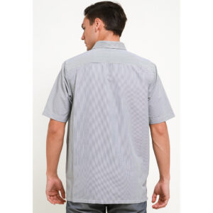Gianni Visentin Kemeja RIch Cotton Lengan Panjang Pria Salur Regular Fit - Abu - 8980