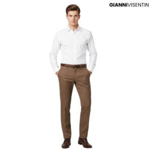Gianni Visentin - Celana Chinos Stretch Pria Coklat - 4069