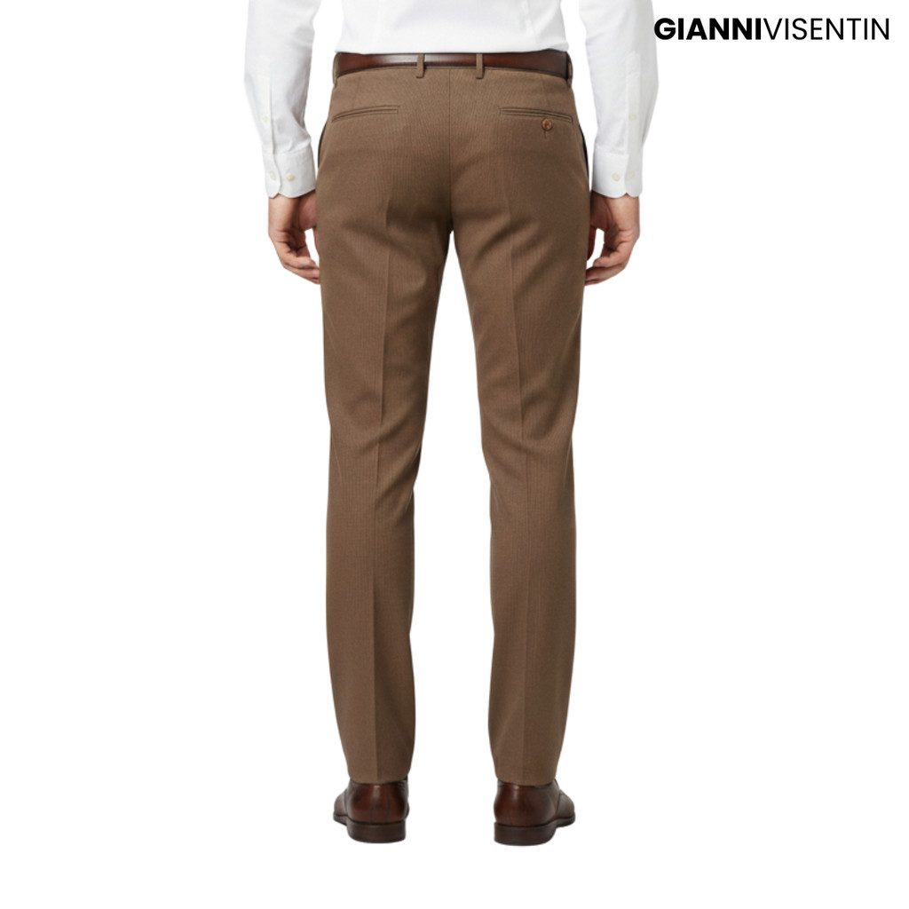 Gianni Visentin - Celana Chinos Stretch Pria Coklat - 4069 - Image 2