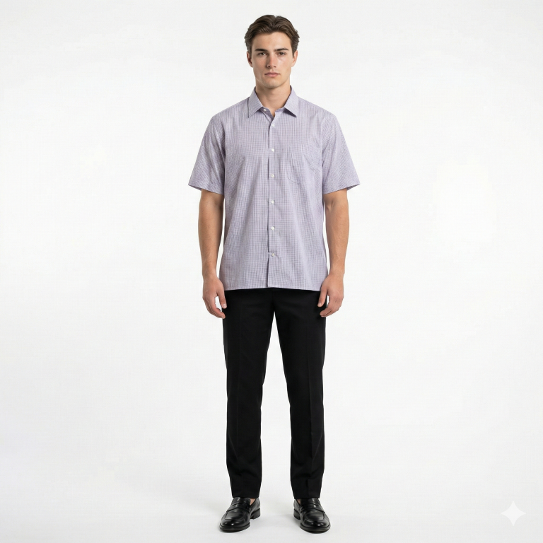 Gianni Visentin Kemeja Casual Pria Katun Regular Fit Kotak Kotak - 8984