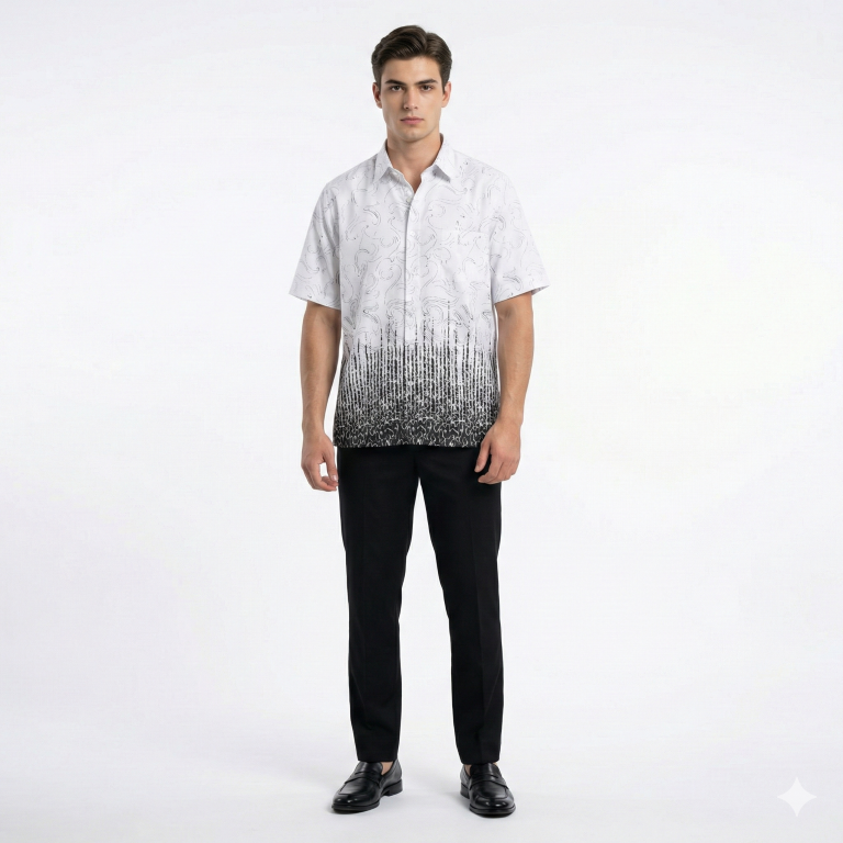 Gianni Visentin Kemeja Formal Pria Katun Print Regular Fit Salur - 9011