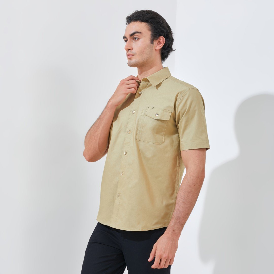Jack Nicklaus Beograd Kemeja Pria Lengan Pendek Slim Fit Khaki - Image 2