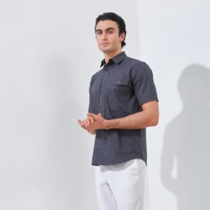 Jack Nicklaus Beograd Kemeja Pria Lengan Pendek Slim Fit Dark Grey