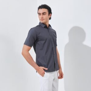 Jack Nicklaus Beograd Kemeja Pria Lengan Pendek Slim Fit Dark Grey
