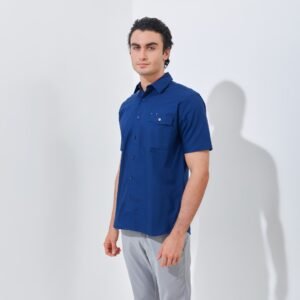 Jack Nicklaus Beograd Kemeja Pria Lengan Pendek Slim Fit Estate Blue