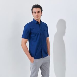 Jack Nicklaus Beograd Kemeja Pria Lengan Pendek Slim Fit Estate Blue
