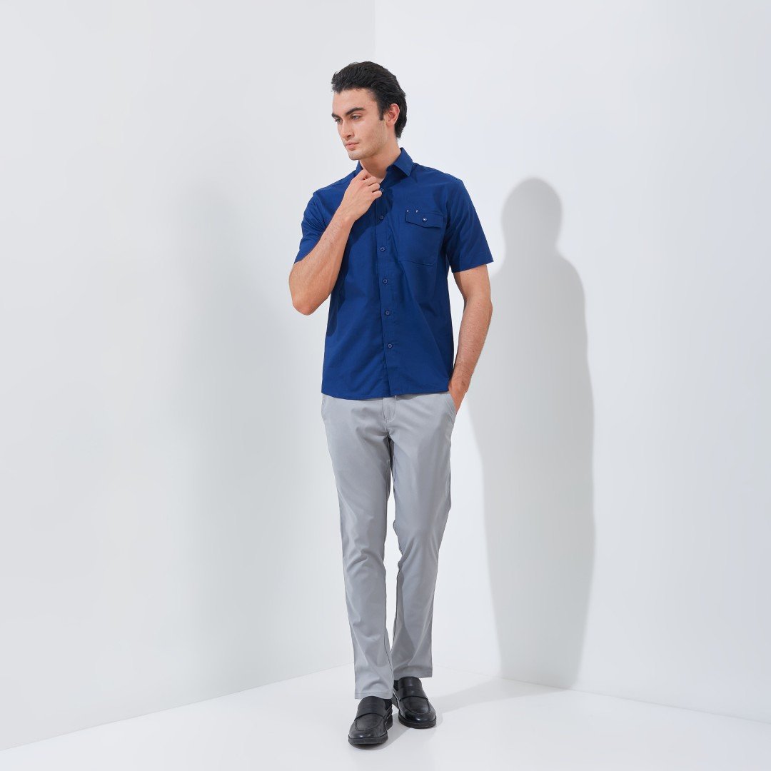 Jack Nicklaus Beograd Kemeja Pria Lengan Pendek Slim Fit Estate Blue - Image 4