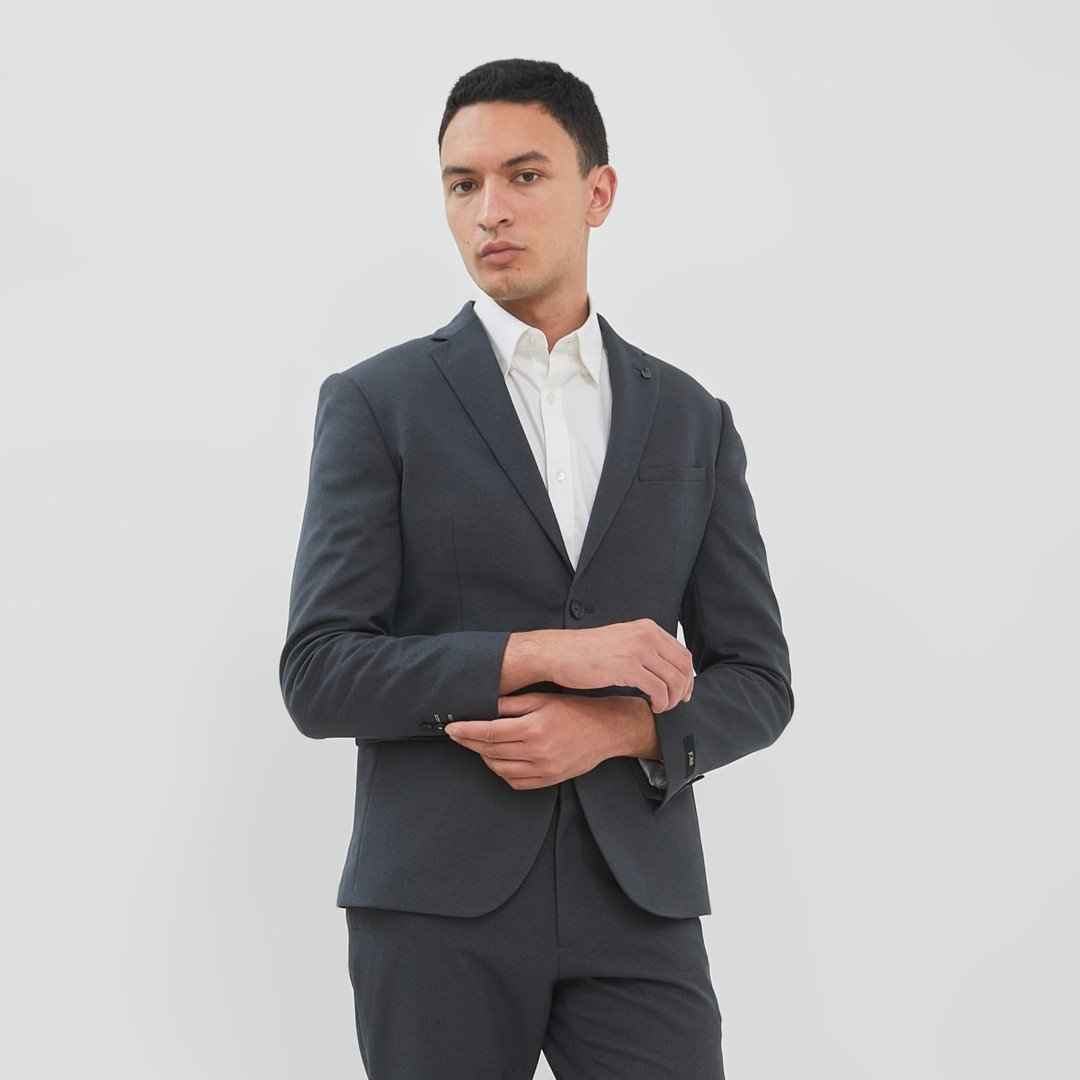 JOBB Oklahoma-T2 Jas Pria Slim Fit Abu-Abu