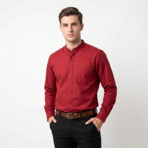 Gianni Visentin Kemeja Panjang Shanghai Pria Regular Fit - Merah Tua