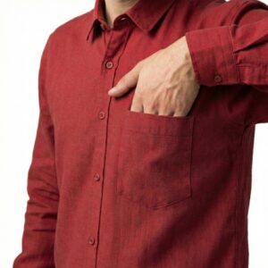 Gianni Visentin Kemeja Panjang Shanghai Pria Regular Fit - Merah Tua