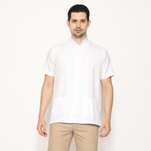 Gianni Visentin Kemeja Koko Lengan Pendek Regular Fit Pria - Putih Kotak - 0998