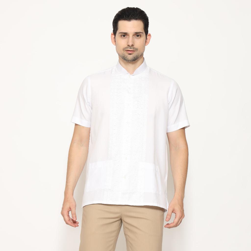 Gianni Visentin Kemeja Koko Lengan Pendek Regular Fit Pria - Putih Kotak - 0998 - Image 6
