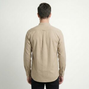 Gianni Visentin Kemeja Koko Lengan Panjang Regular Fit Pria - Coklat - 1010