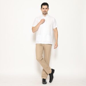 Gianni Visentin Kemeja Koko Lengan Pendek Regular Fit Pria - Putih Kotak - 0998