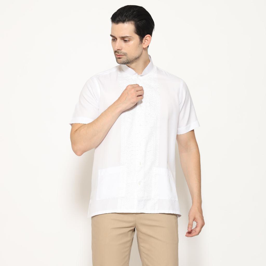 Gianni Visentin Kemeja Koko Lengan Pendek Regular Fit Pria - Putih Kotak - 0998 - Image 8