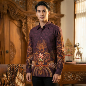 Gianni Visentin Kemeja Batik Katun Pria Regular Fit Coklat - 9096