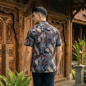 Gianni Visentin Kemeja Batik Pria Lengan Pendek Regular Fit Biru - 9109