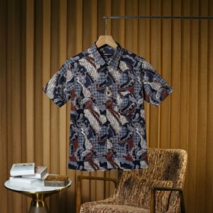 Gianni Visentin Kemeja Batik Pria Lengan Pendek Regular Fit Biru - 9109