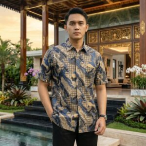 Gianni Visentin Kemeja Batik Pria Lengan Pendek Regular Fit Kuning - 9109