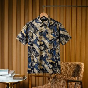 Gianni Visentin Kemeja Batik Pria Lengan Pendek Regular Fit Kuning - 9109