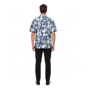 Gianni Visentin Kemeja Formal Pria Katun Print Regular fit Biru Tua - 6053