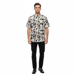 Gianni Visentin Kemeja Formal Pria Katun Print Regular fit Putih - 6053