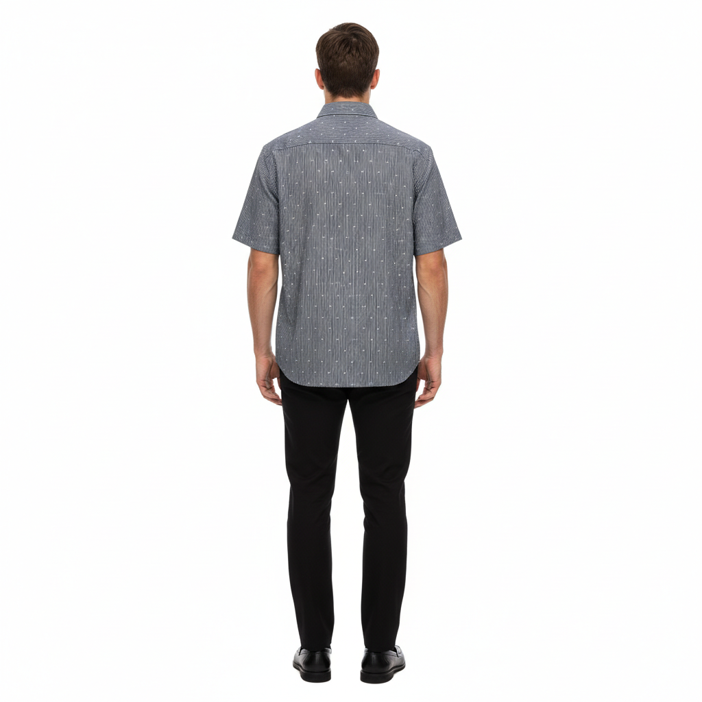 Gianni Visentin Kemeja Formal Pria Katun Stretch Regular Fit Biru Tua - 6059 - Image 2