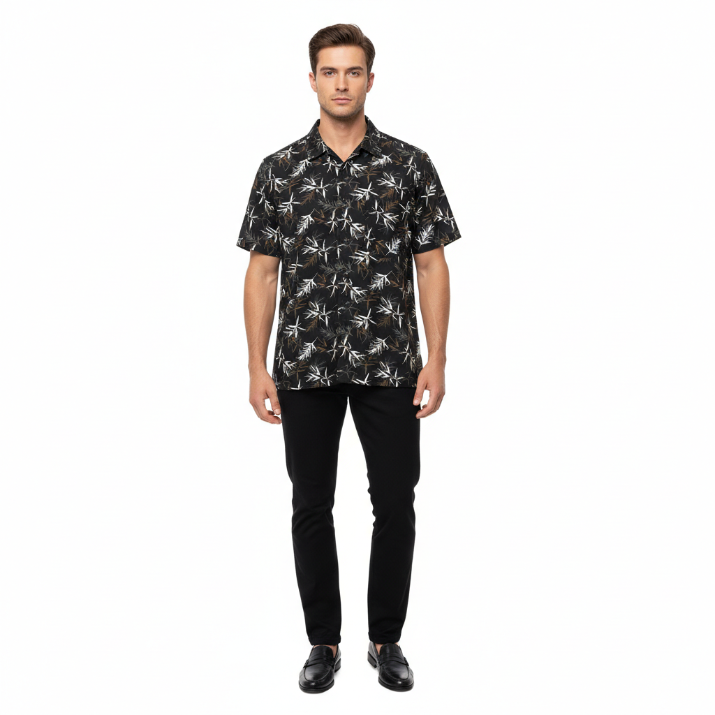 Gianni Visentin Kemeja Formal Pria Printing Regular Fit Hitam - 9050