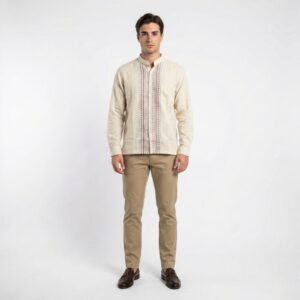 Gianni Visentin Kemeja Koko Pria Lengan Panjang Cream - 1033