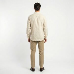 Gianni Visentin Kemeja Koko Pria Lengan Panjang Cream - 1033