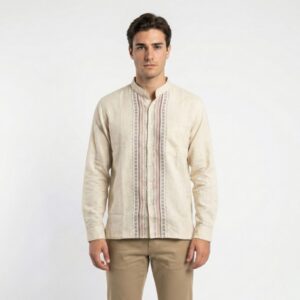 Gianni Visentin Kemeja Koko Pria Lengan Panjang Cream - 1033