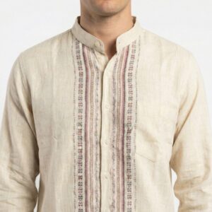 Gianni Visentin Kemeja Koko Pria Lengan Panjang Cream - 1033