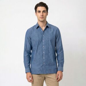 Gianni Visentin Kemeja Koko Pria Lengan Pendek Blue - 1034