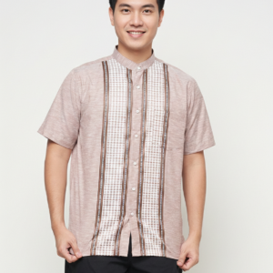 Gianni Visentin Kemeja Koko Pria Lengan Pendek Regular Fit Coklat - 1007