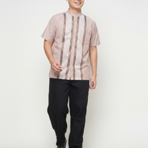 Gianni Visentin Kemeja Koko Pria Lengan Pendek Regular Fit Coklat - 1007