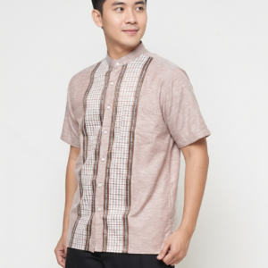 Gianni Visentin Kemeja Koko Pria Lengan Pendek Regular Fit Coklat - 1007