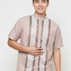 Gianni Visentin Kemeja Koko Pria Lengan Pendek Regular Fit Coklat - 1007