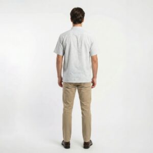 Gianni Visentin Kemeja Koko Pria Lengan Pendek Regular Fit Grey - 1036